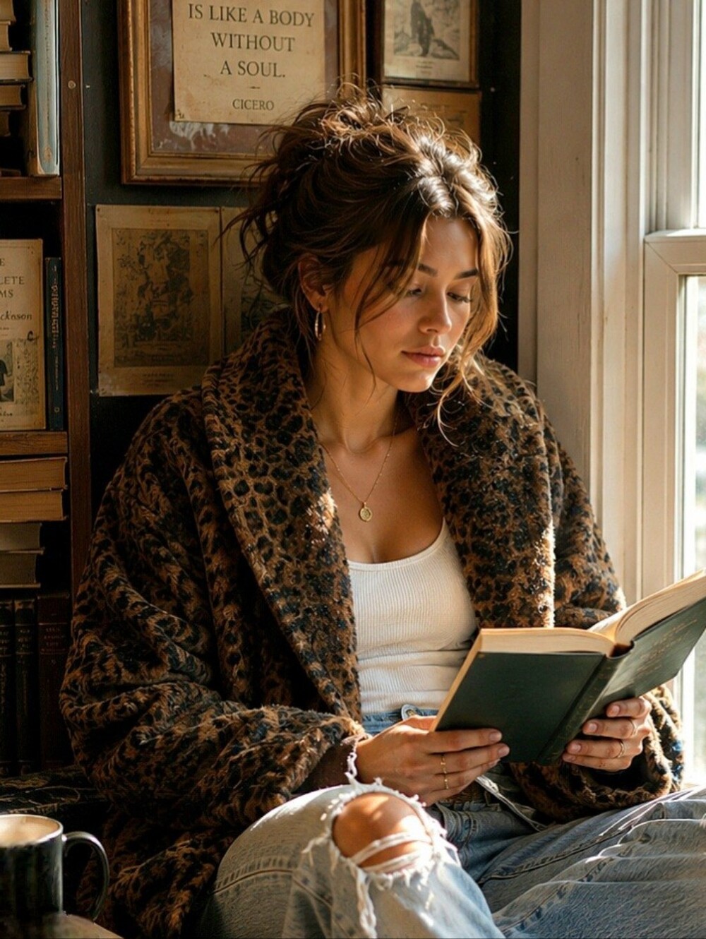 VTG 1980s Donnybrook Faux Fur Leopard Coat •L• Made in USA •Brown & Black• Lined